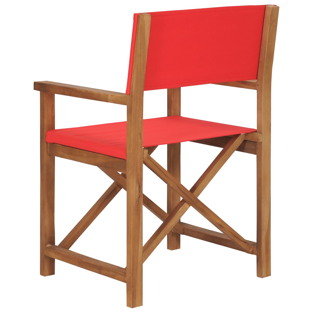 vidaXL Director's Chair Solid Teak Wood Red