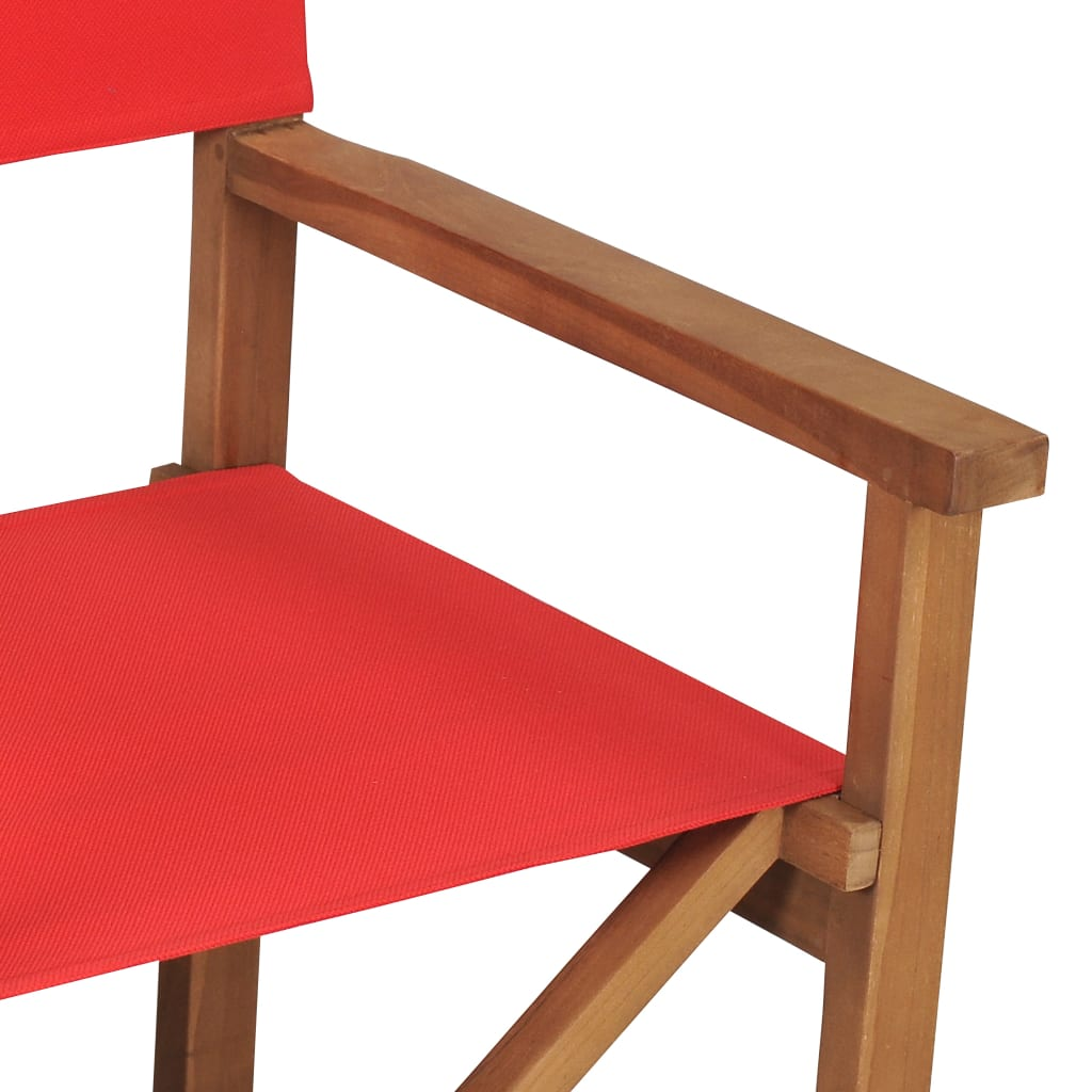 vidaXL Director's Chair Solid Teak Wood Red