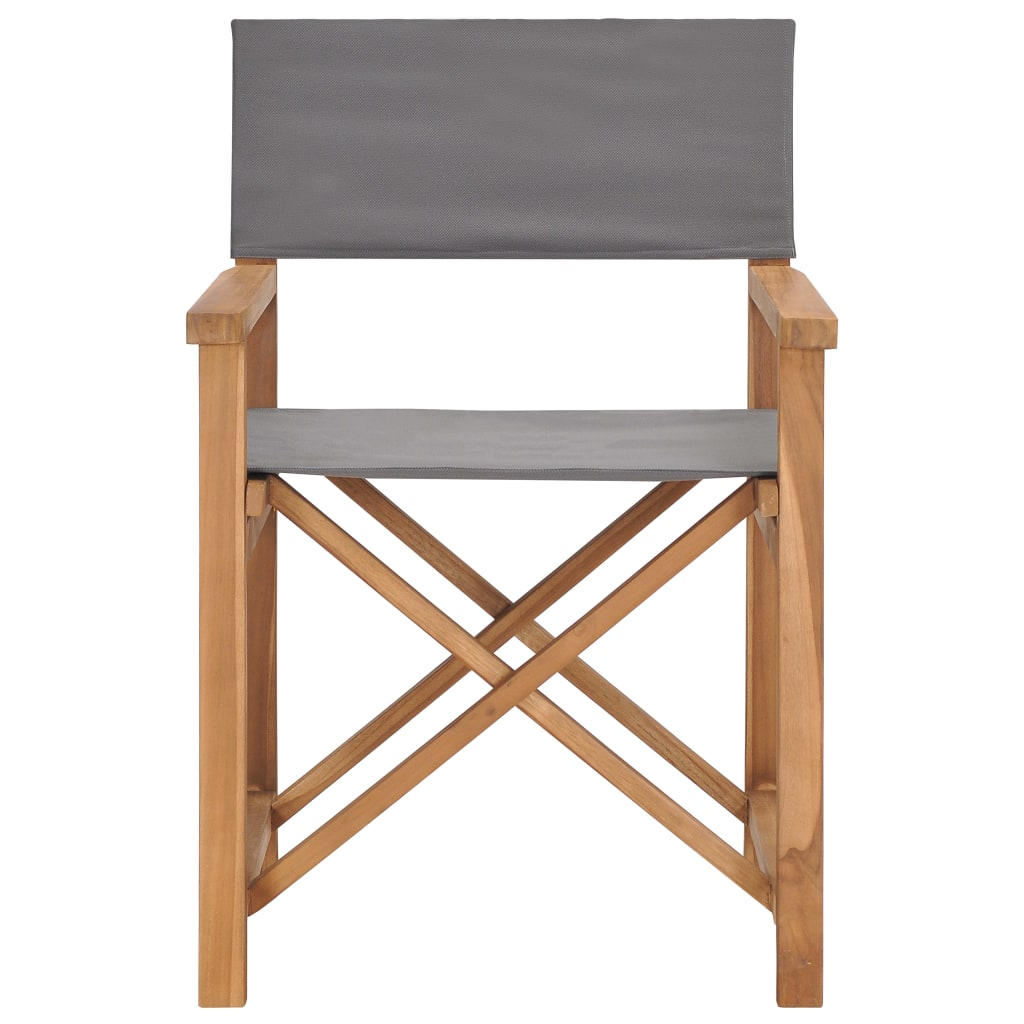 vidaXL Director's Chair Solid Teak Wood Grey