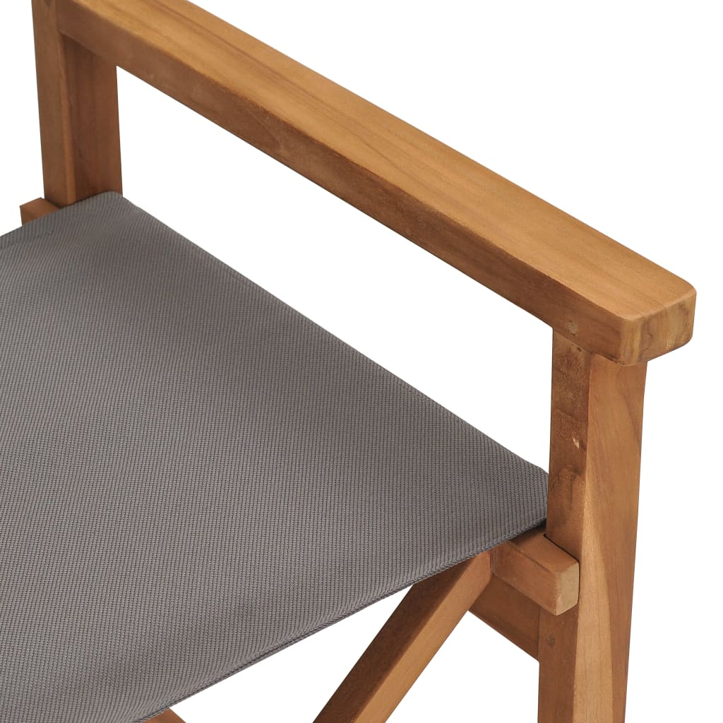 vidaXL Director's Chair Solid Teak Wood Grey