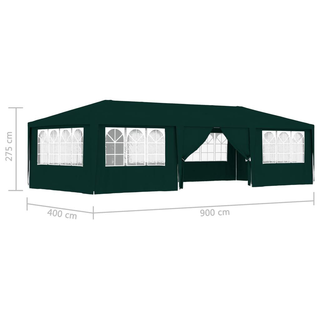 vidaXL Professional Party Tent with Side Walls 4x9 m Green 90 g/m?