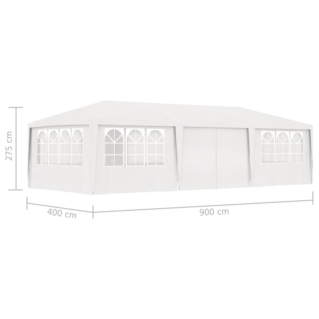 vidaXL Professional Party Tent with Side Walls 4x9 m White 90 g/m?