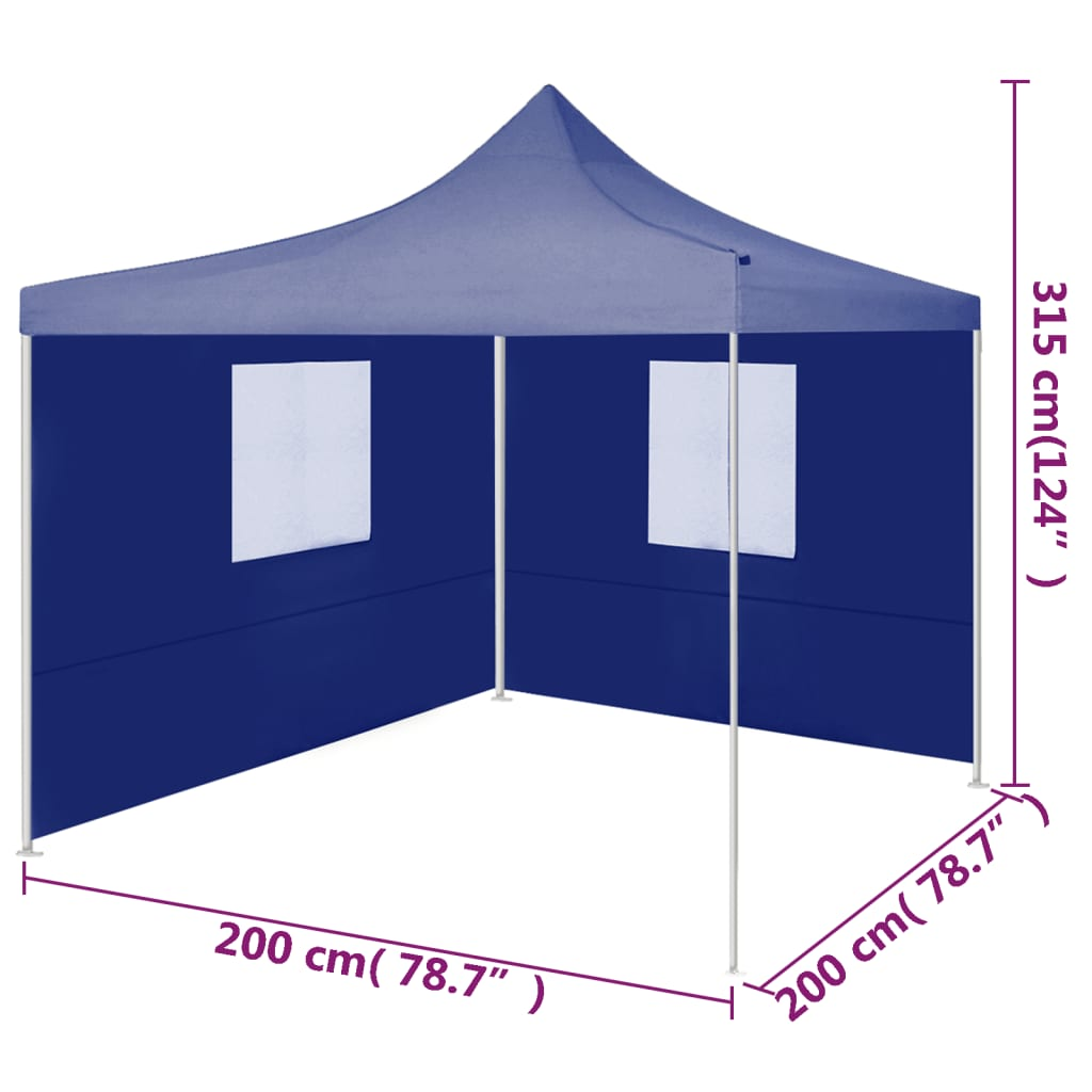 vidaXL Professional Folding Party Tent with 2 Sidewalls 2x2 m Steel Blue