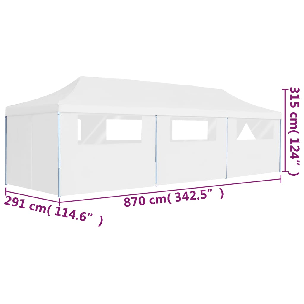 vidaXL Folding Pop-up Party Tent with 8 Sidewalls 3x9 m White