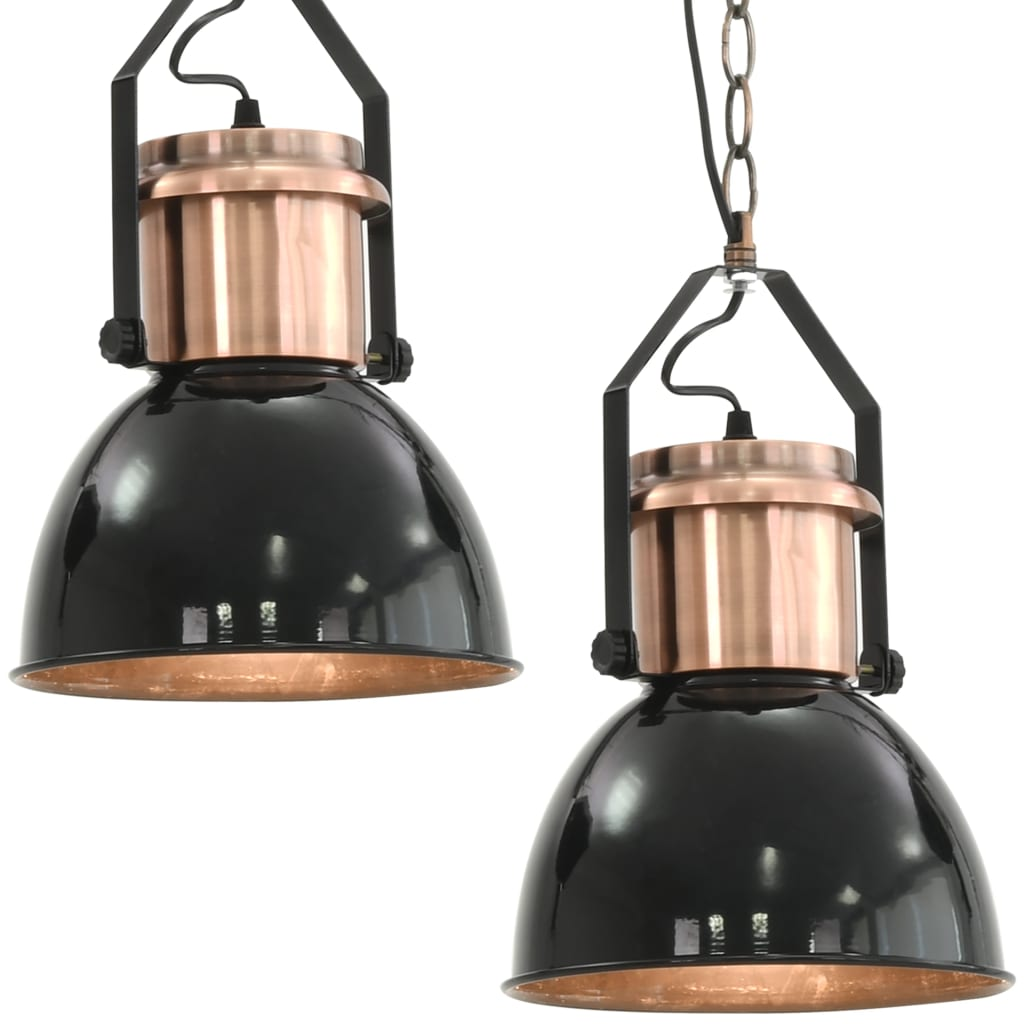 vidaXL Ceiling Lamp 2 pcs Black Round E27