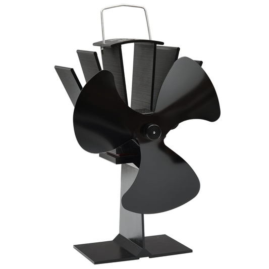 vidaXL Heat Powered Stove Fan 3 Blades Black