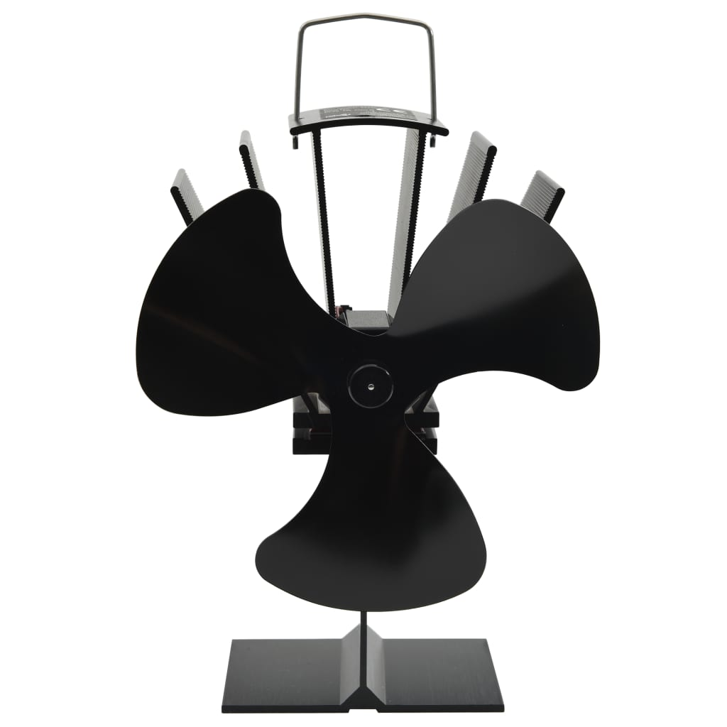 vidaXL Heat Powered Stove Fan 3 Blades Black