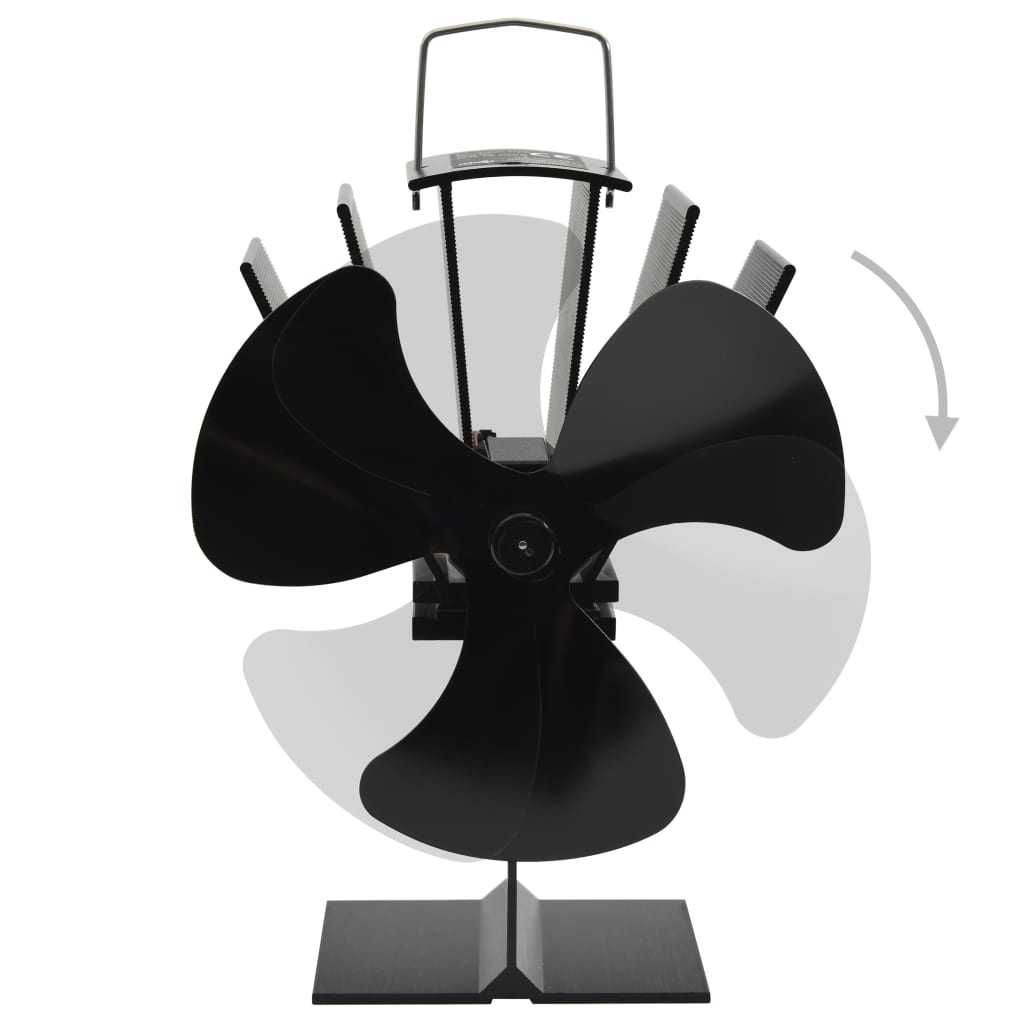 vidaXL Heat Powered Stove Fan 3 Blades Black