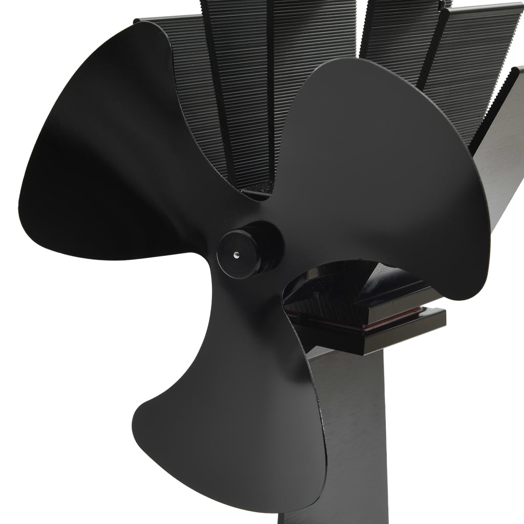 vidaXL Heat Powered Stove Fan 3 Blades Black