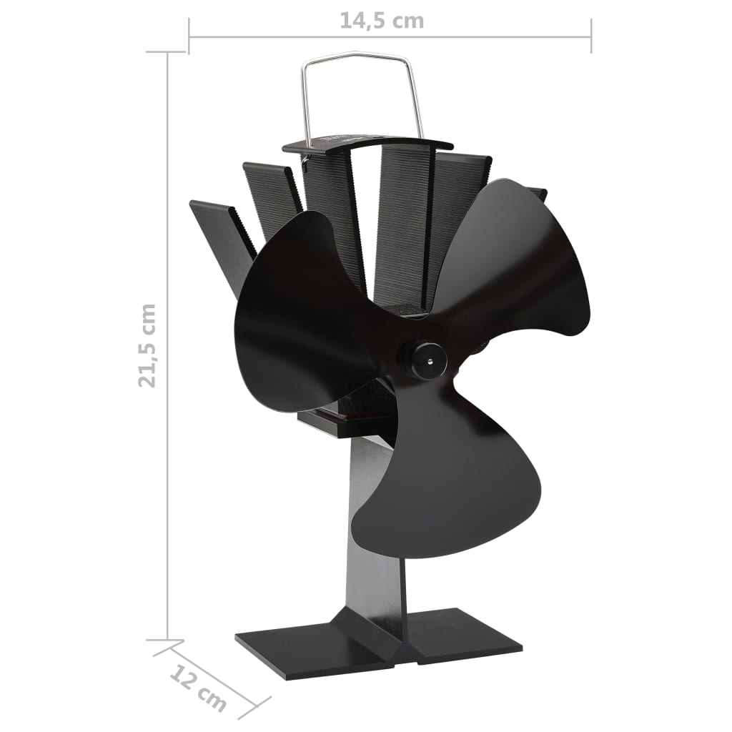 vidaXL Heat Powered Stove Fan 3 Blades Black