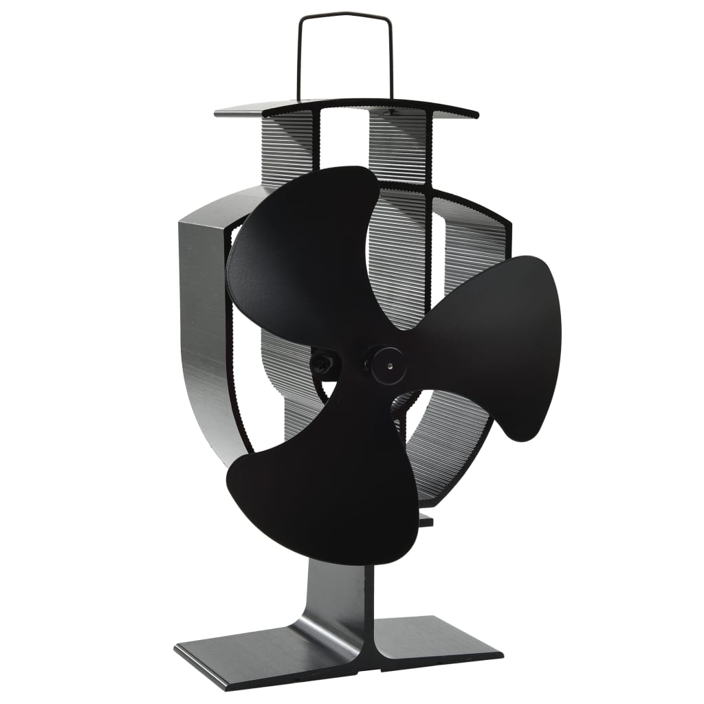 vidaXL Heat Powered Stove Fan 3 Blades Black