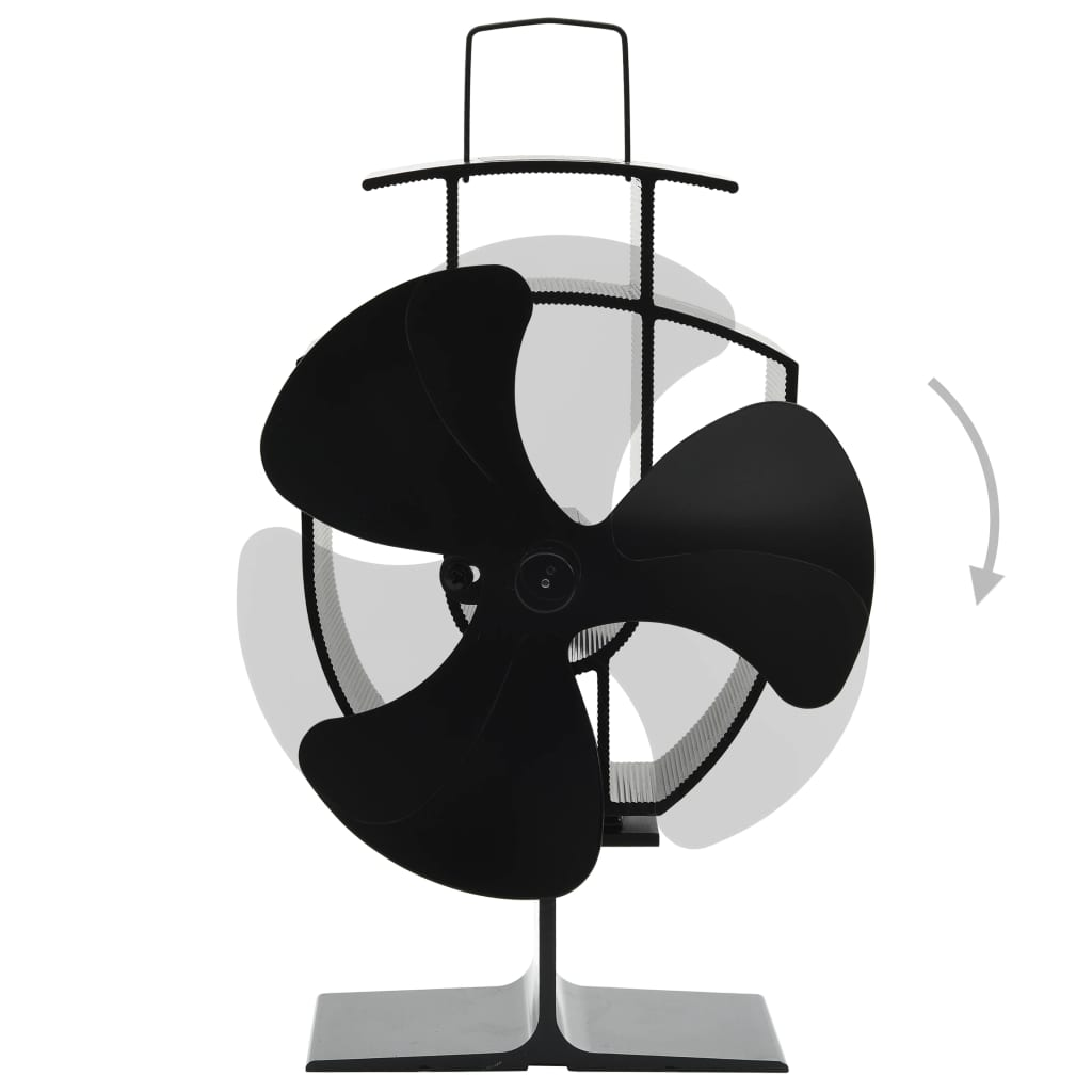 vidaXL Heat Powered Stove Fan 3 Blades Black