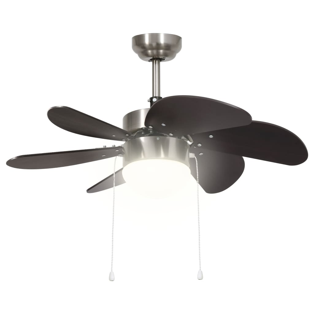 vidaXL Ceiling Fan with Light 76 cm Dark Brown