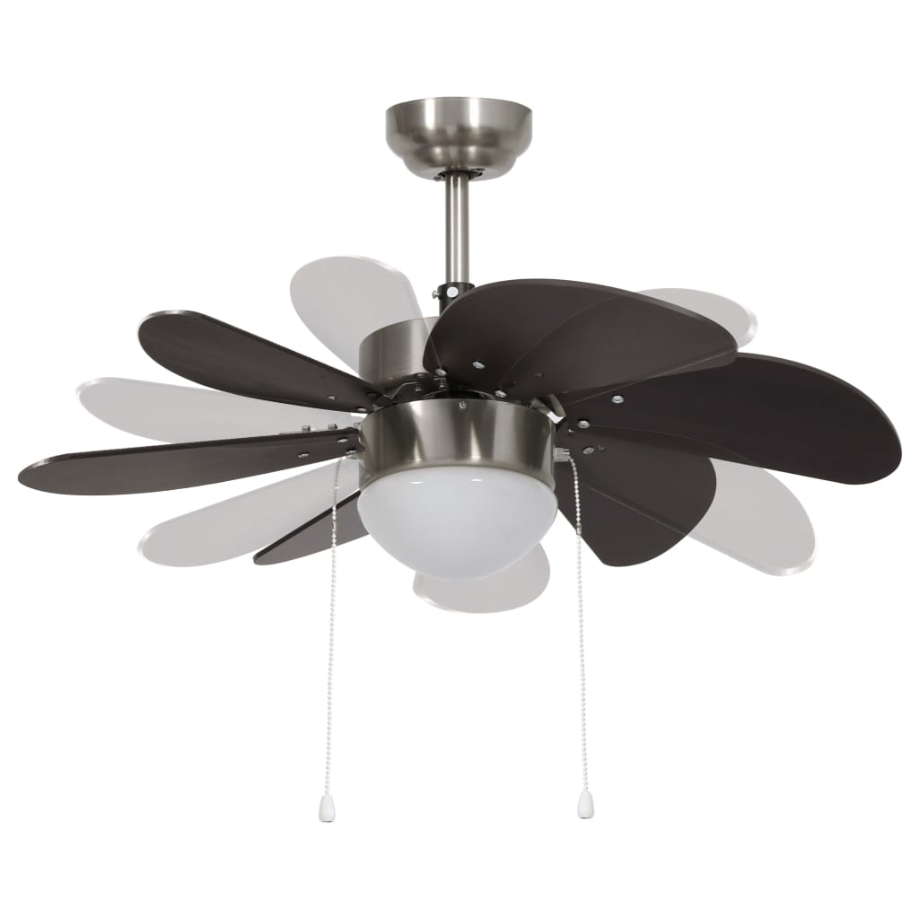 vidaXL Ceiling Fan with Light 76 cm Dark Brown