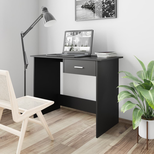 vidaXL Desk Black 100x50x76 cm Engineered Wood