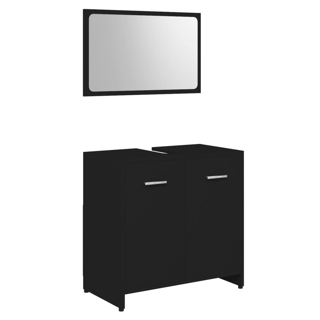 vidaXL Bathroom Furniture Set Black Engineered Wood