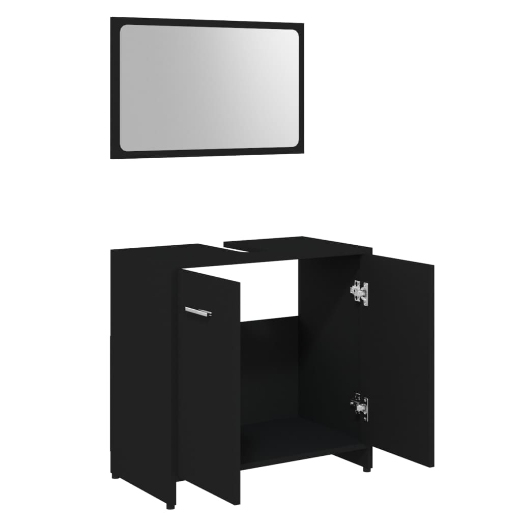 vidaXL Bathroom Furniture Set Black Engineered Wood