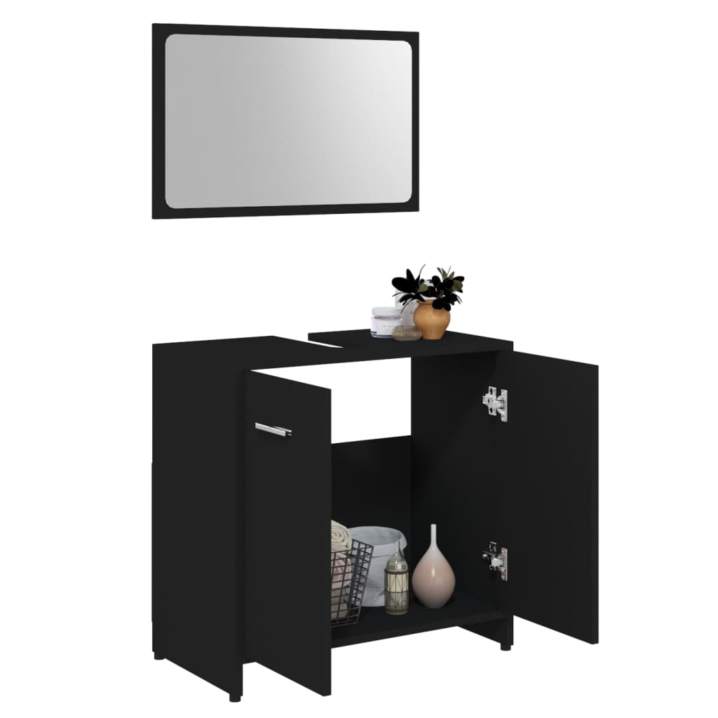 vidaXL Bathroom Furniture Set Black Engineered Wood