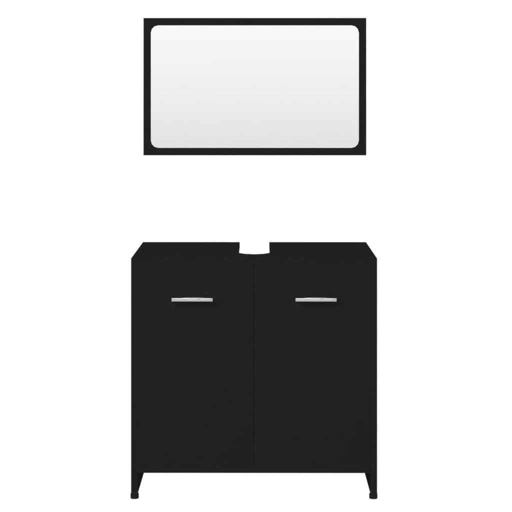 vidaXL Bathroom Furniture Set Black Engineered Wood