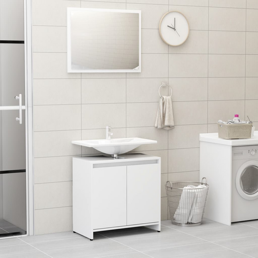 vidaXL Bathroom Furniture Set White Engineered Wood