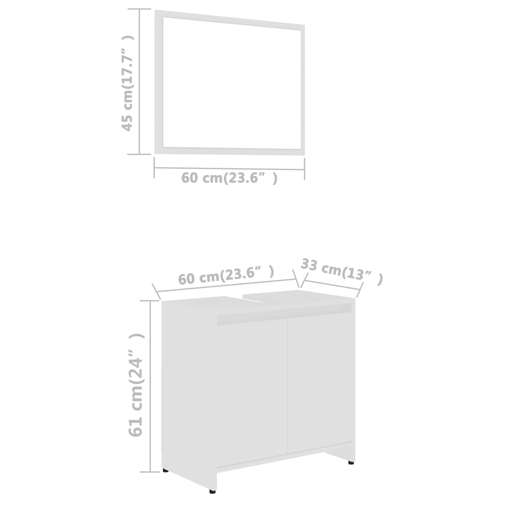 vidaXL Bathroom Furniture Set White Engineered Wood