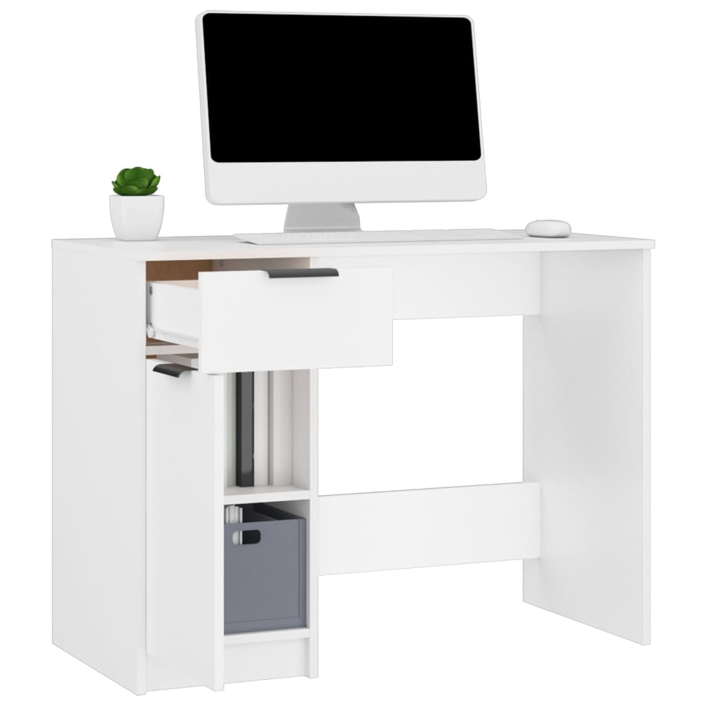 vidaXL Desk White 100x50x75 cm Engineered Wood