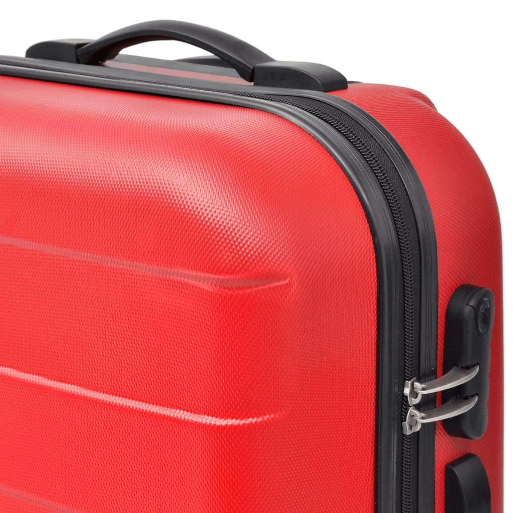 vidaXL Three Piece Hardcase Trolley Set Red 45.5/55/66 cm