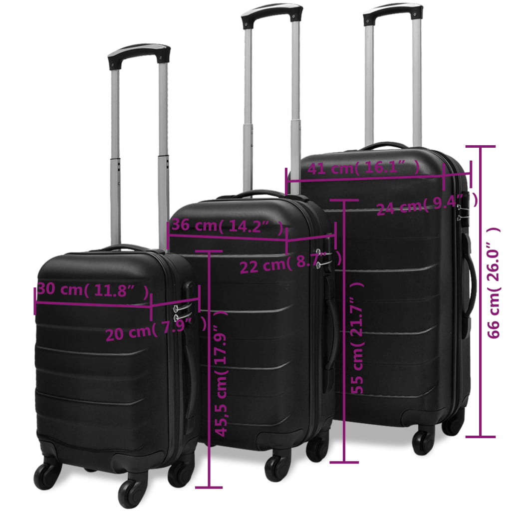 Piece Hardcase Trolley Set Black 45