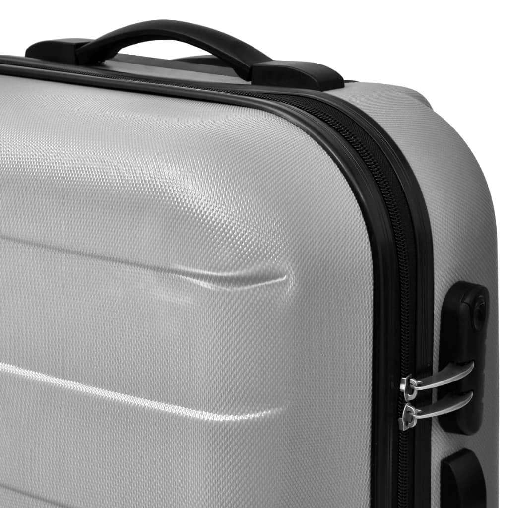 vidaXL Three Piece Hardcase Trolley Set Silver 45.5/55/66 cm