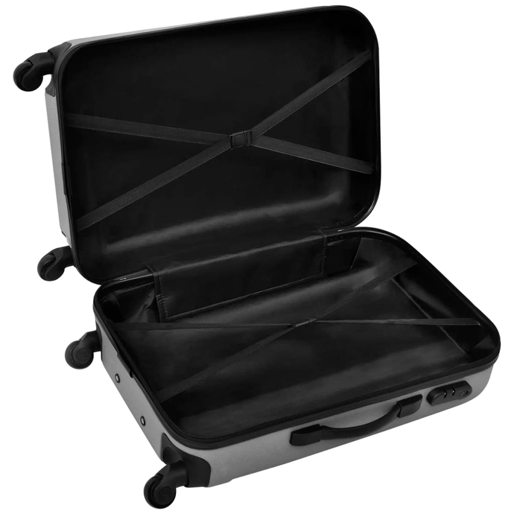 vidaXL Three Piece Hardcase Trolley Set Silver 45.5/55/66 cm