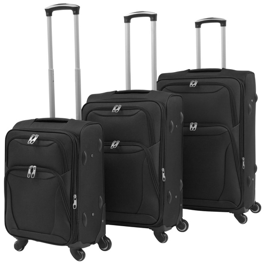 vidaXL 3 Piece Soft Case Trolley Set Black