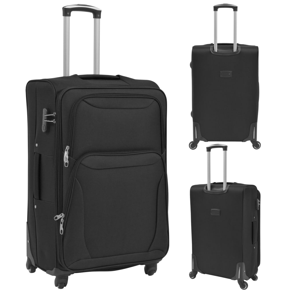 vidaXL 3 Piece Soft Case Trolley Set Black