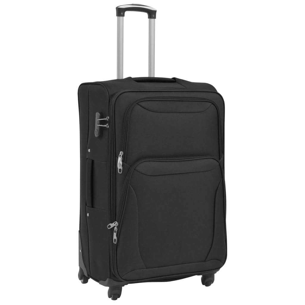 vidaXL 3 Piece Soft Case Trolley Set Black