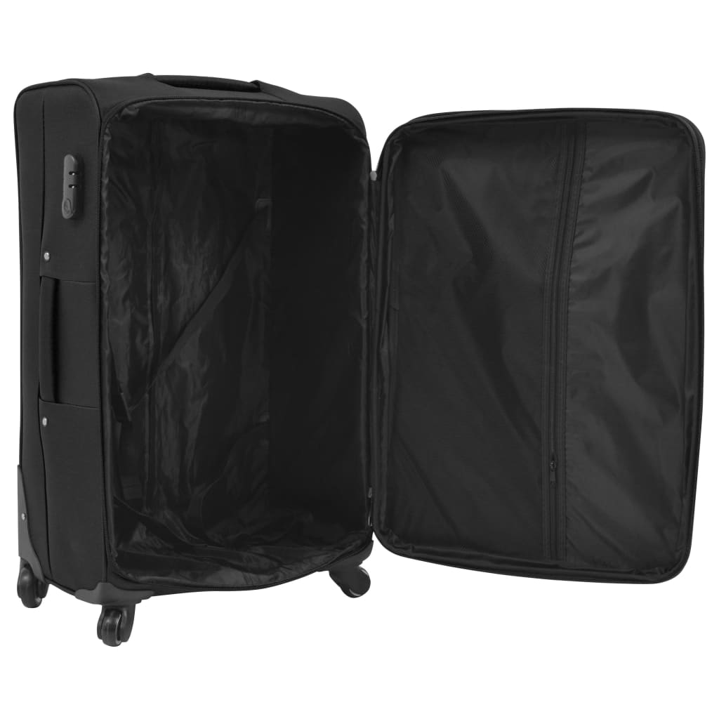 vidaXL 3 Piece Soft Case Trolley Set Black