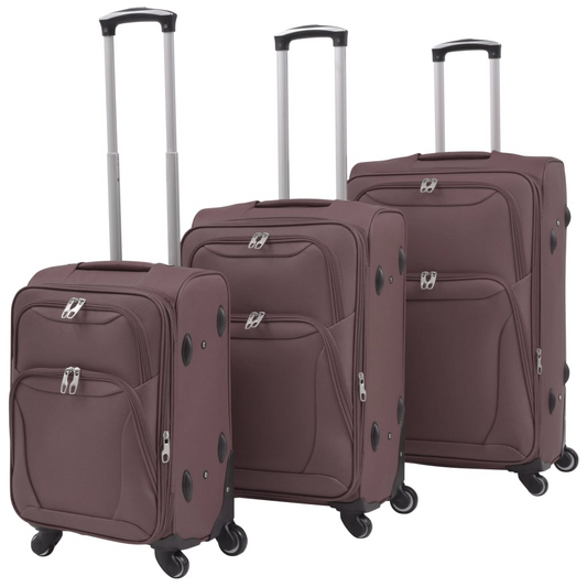 vidaXL 3 Piece Soft Case Trolley Set Coffee