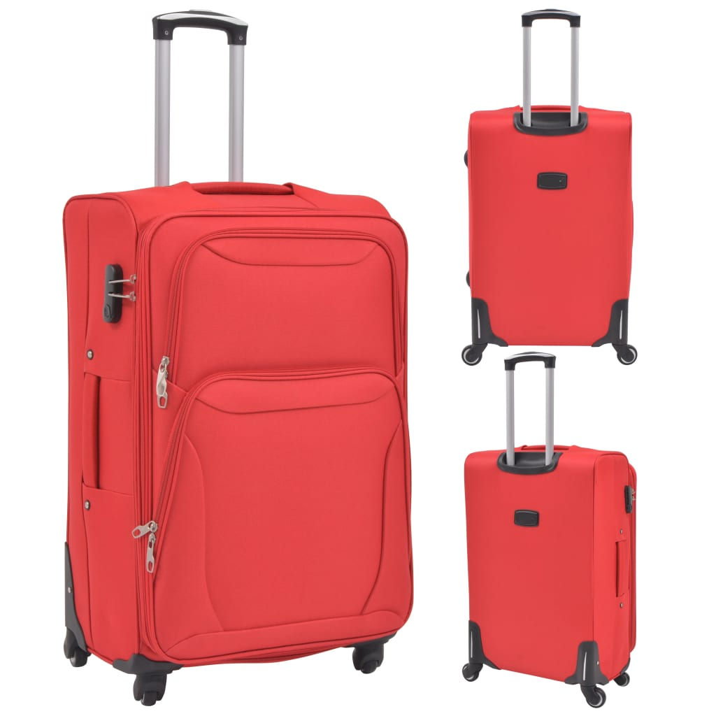 vidaXL 3 Piece Soft Case Trolley Set Red