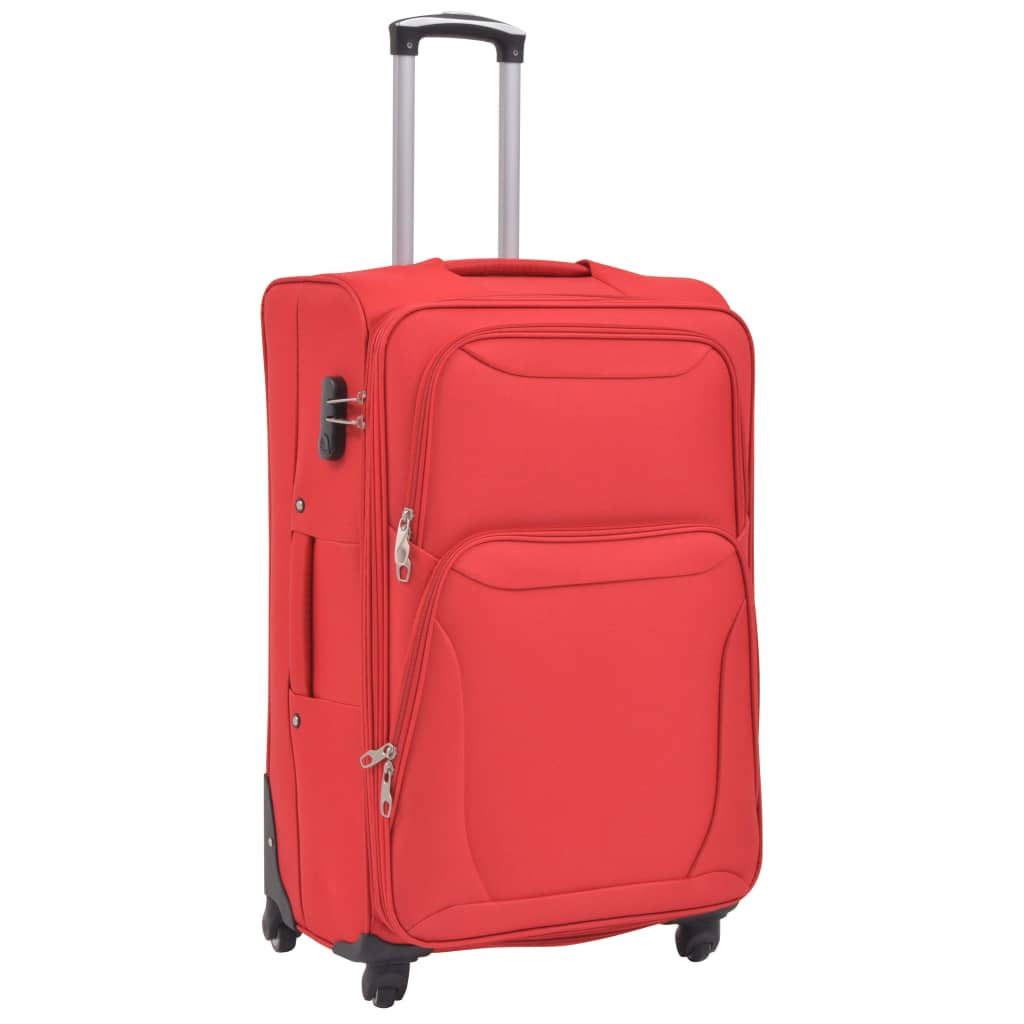 vidaXL 3 Piece Soft Case Trolley Set Red