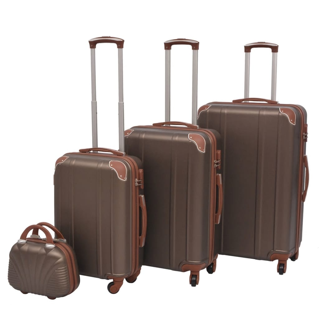 vidaXL Four Piece Hardcase Trolley Set Coffee