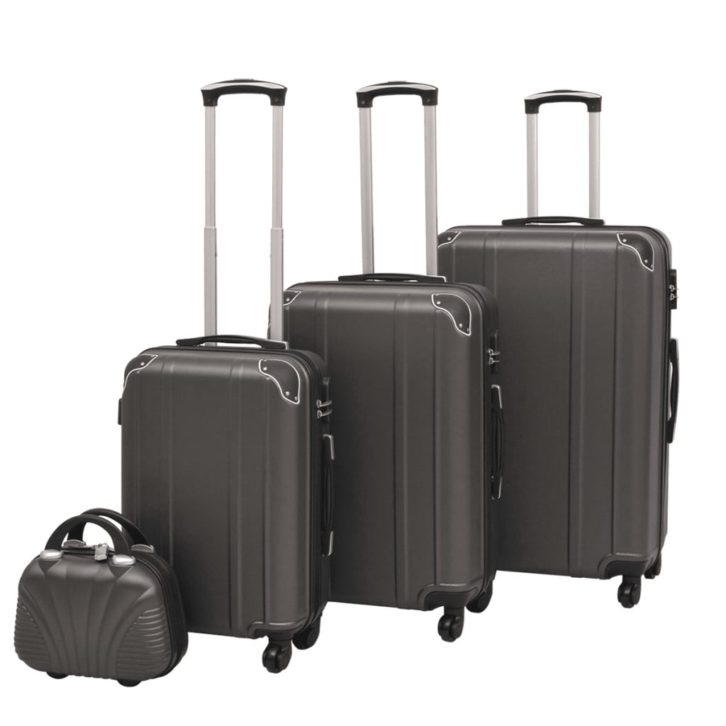 vidaXL Four Piece Hardcase Trolley Set Anthracite