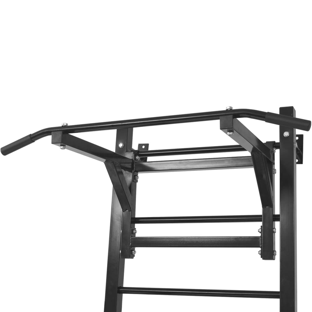 vidaXL Wall-mounted Multi-functional Fitness Power Tower Black