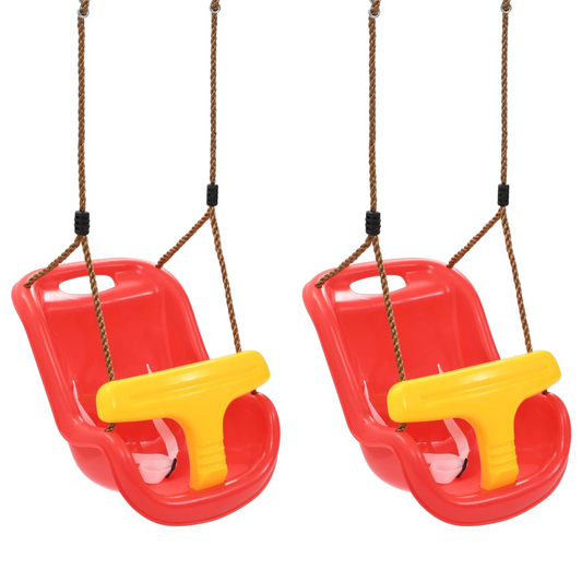 vidaXL Baby Swings 2 pcs with Safety Belt PP Red