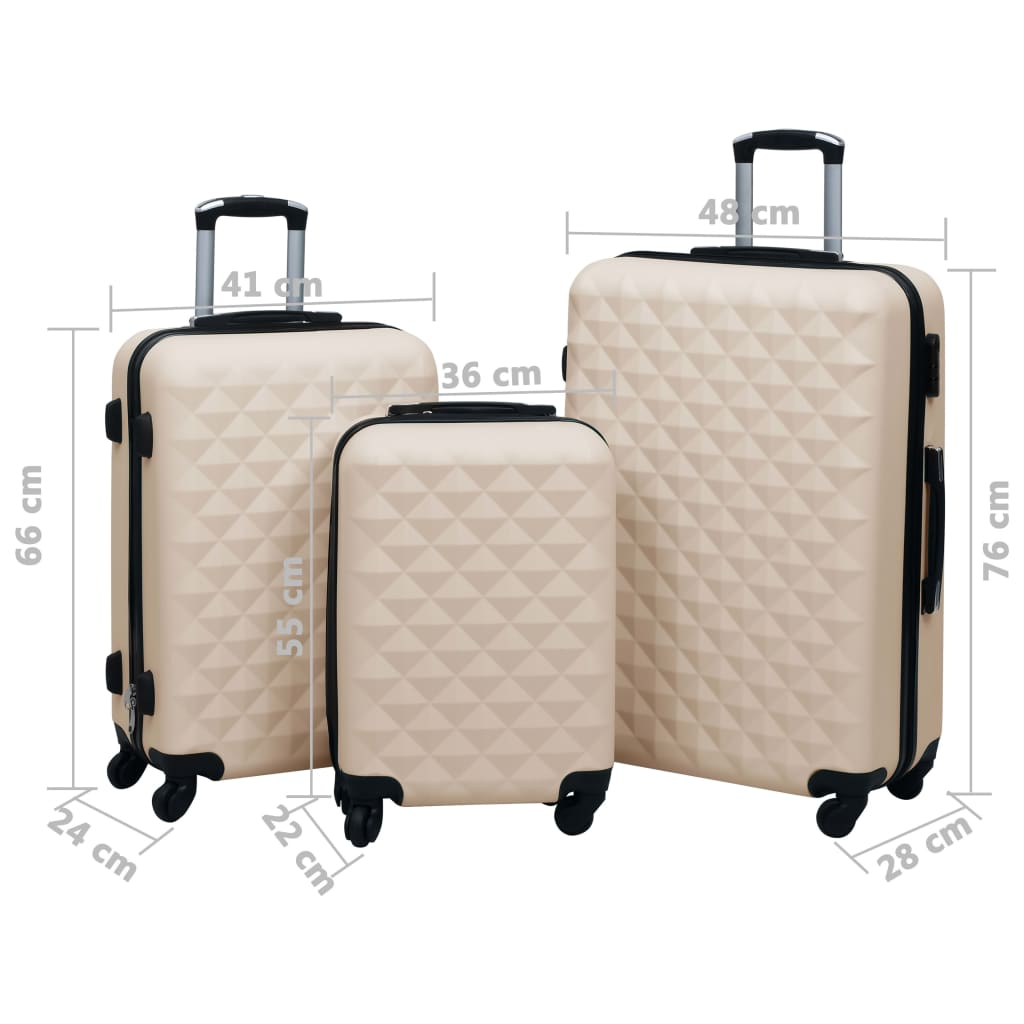 vidaXL Hardcase Trolley Set 3 pcs Gold ABS