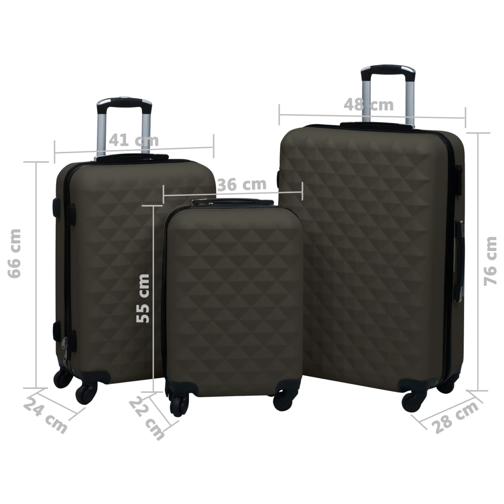 vidaxl hardcase trolley set 3 pcs anthracite abs