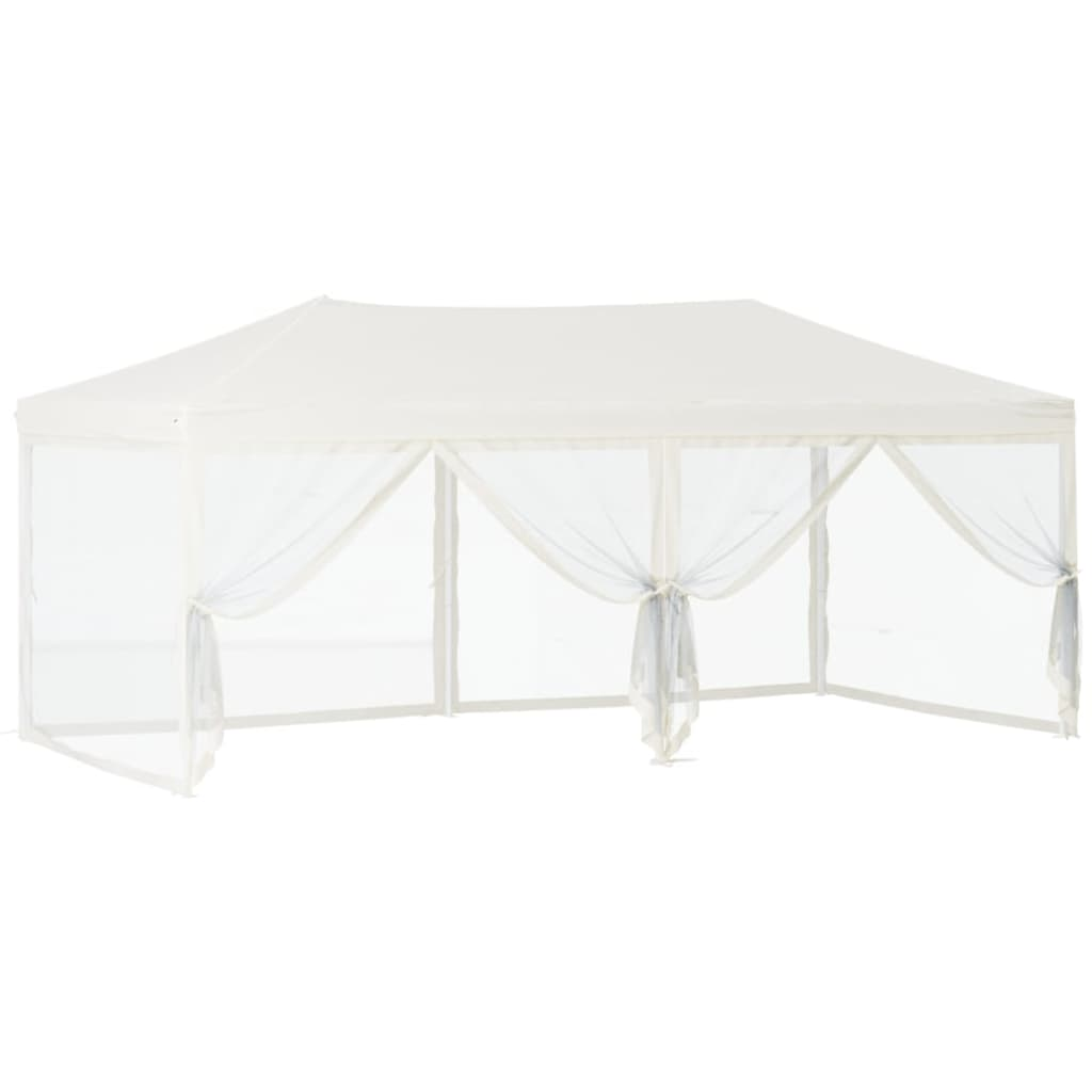 vidaXL Folding Party Tent with Sidewalls Cream 3x6 m