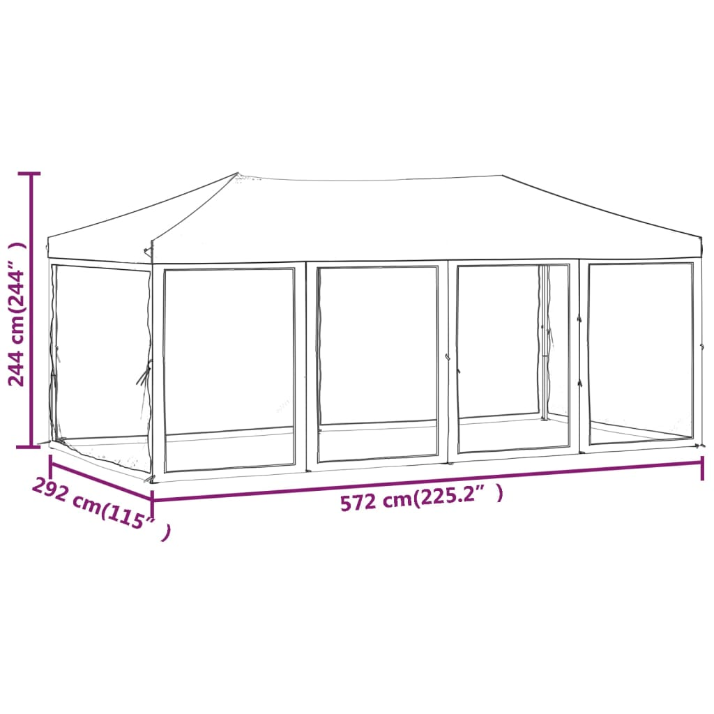 vidaXL Folding Party Tent with Sidewalls Cream 3x6 m