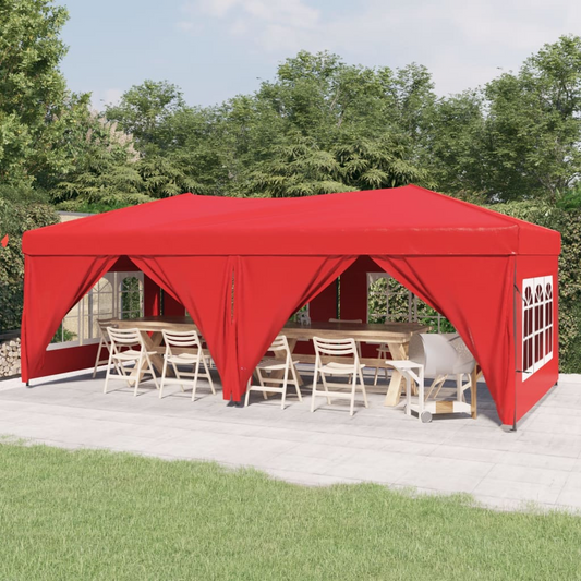 vidaXL Folding Party Tent with Sidewalls Red 3x6 m