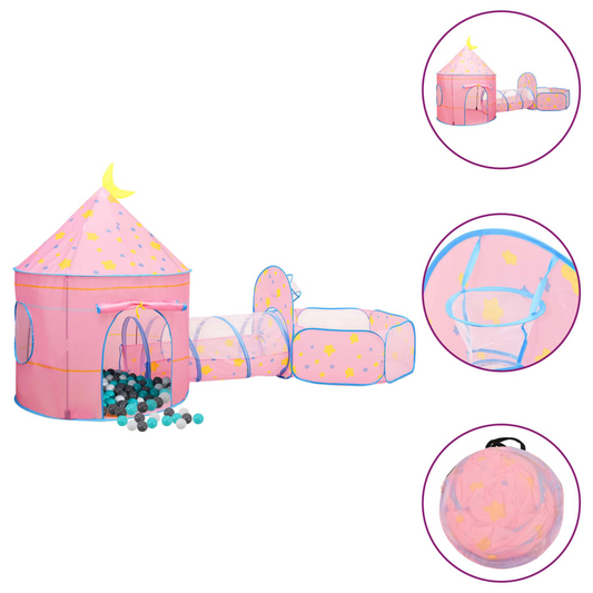 vidaXL Children Play Tent with 250 Balls Pink 301x120x128 cm