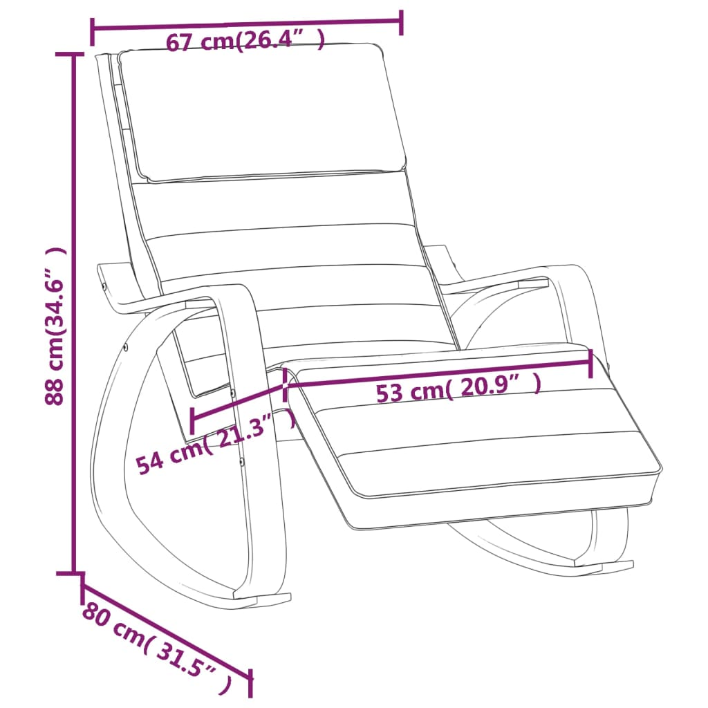 vidaXL Rocking Chair Cream Fabric