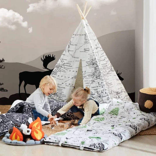 Sunny Play Tent World Map Black and White