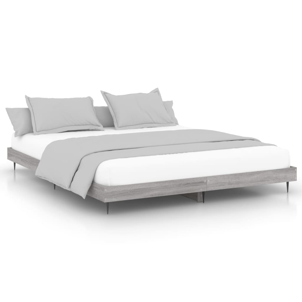 vidaXL Bed Frame Grey Sonoma 150x200 cm King Size Engineered Wood